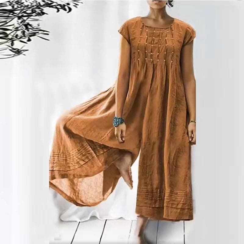 Flowy Lightweight Natural Fibers Maxi Dressnull