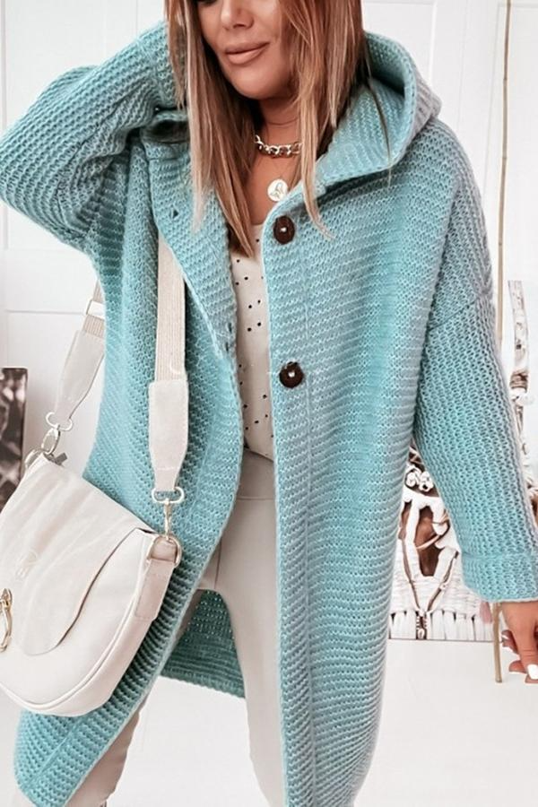 Chunky Knit Hooded Relaxed Fit Cardigan