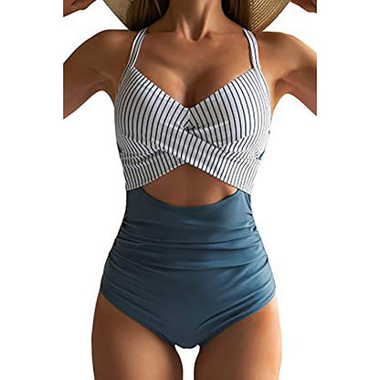 Women’s One-Piece Swimsuit – Slim Fit – Padded Cups – Criss-Cross Neckholder Cut-Out
