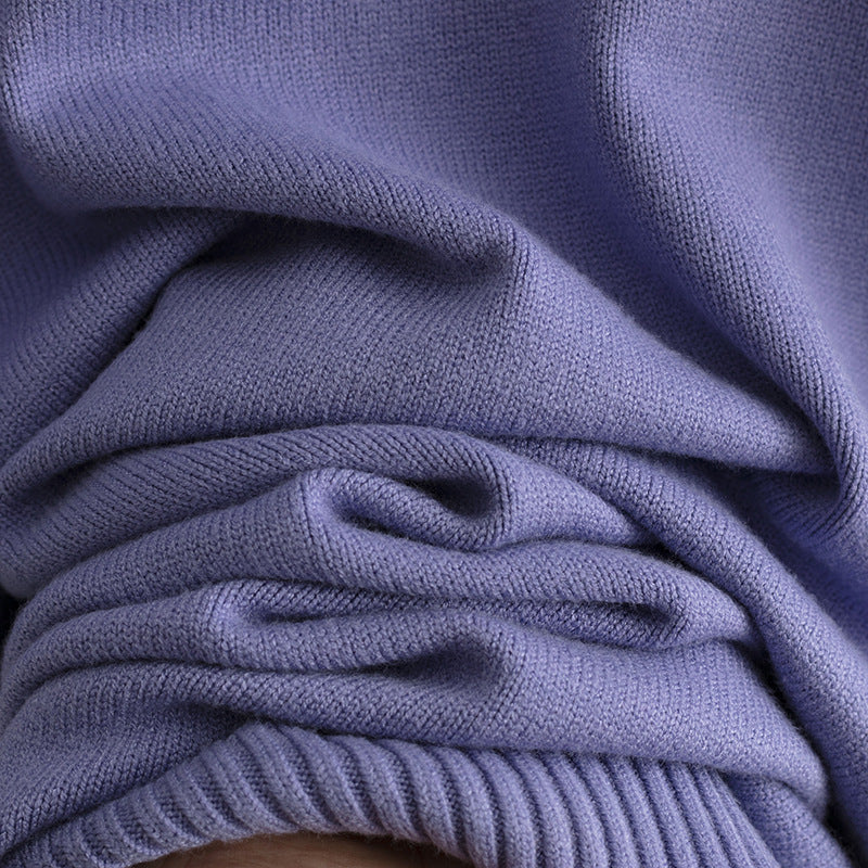 Knee-Length Knitted Half-High Collar Sweater Dress