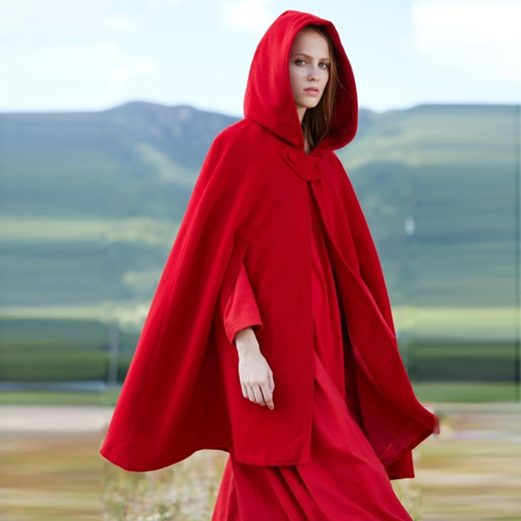 Woven Hooded Loose Fit Cape 