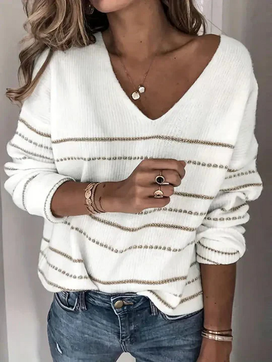 Relaxed Fit Striped Knit Sweater 