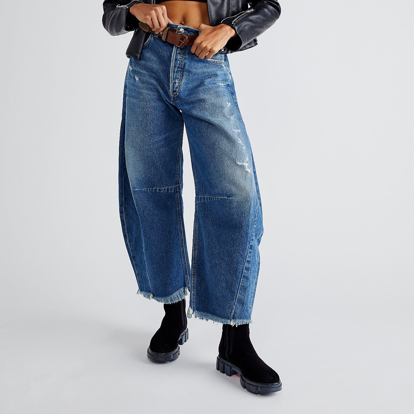 Women's comfortable retro wide leg jeans