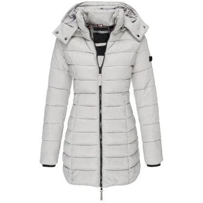 Women's mid length slim hooded jacket