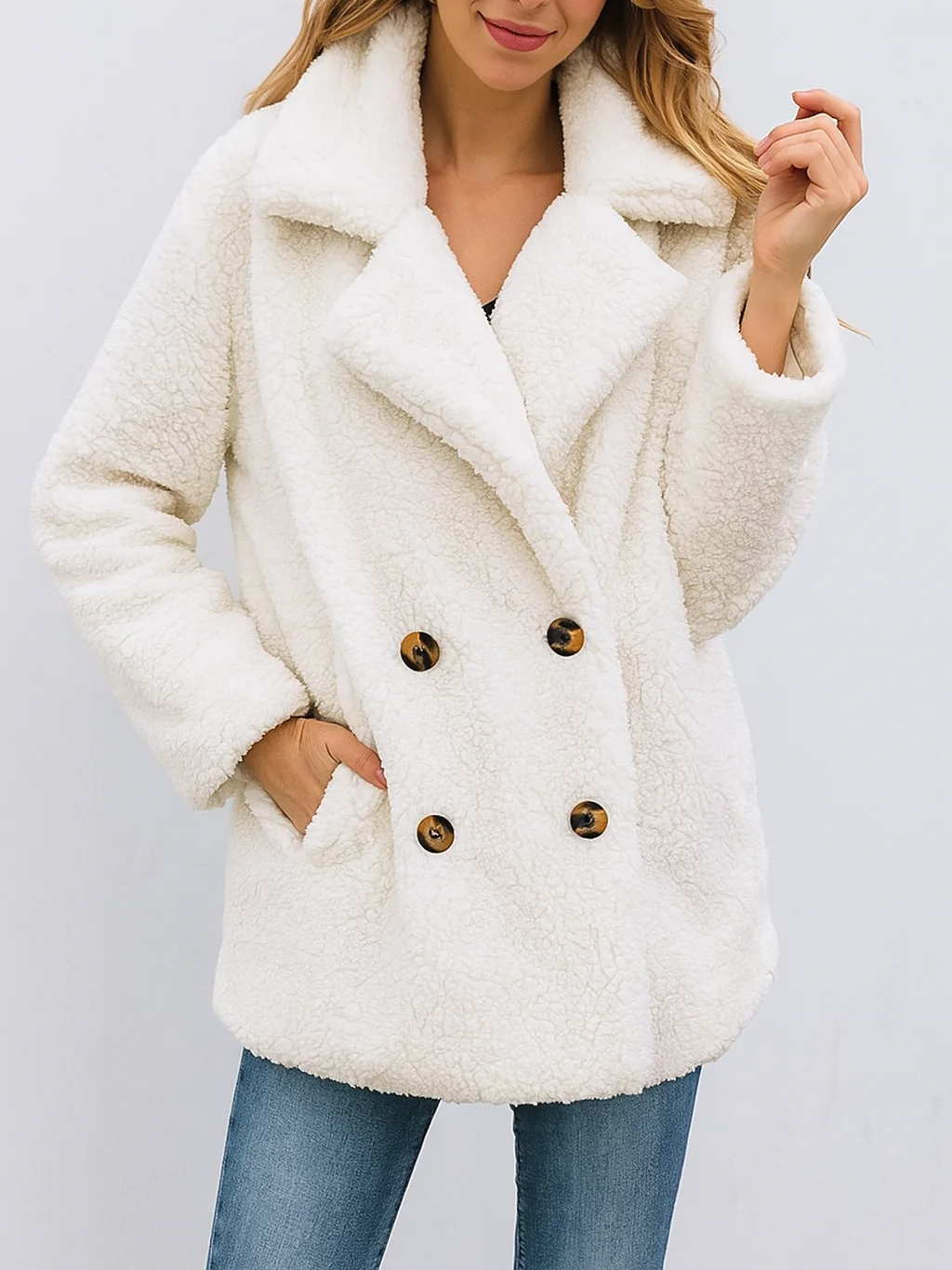 Sherpa Texture Relaxed Fit Fleece Jacket 