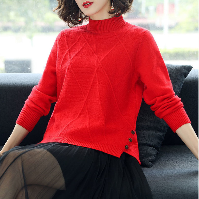 Relaxed Fit Ribbed Half-Turtleneck Pullover Sweatshirt 