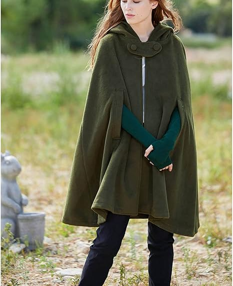 Woven Hooded Loose Fit Cape 