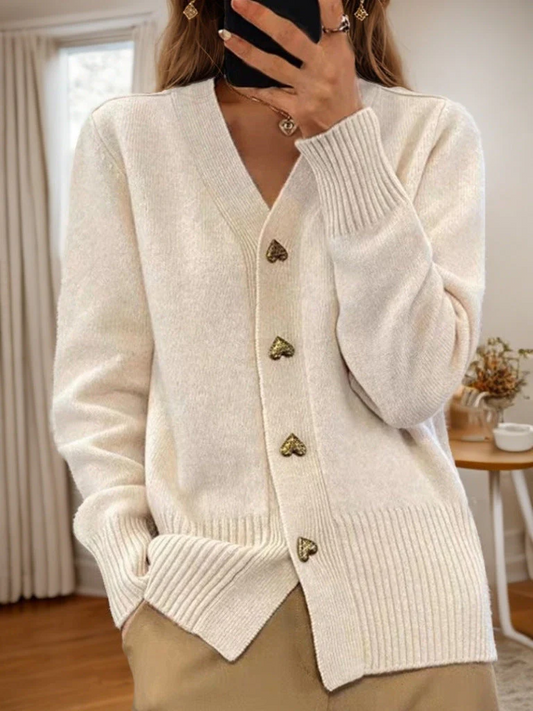 Wool Blend Relaxed Fit Knit Cardigan 