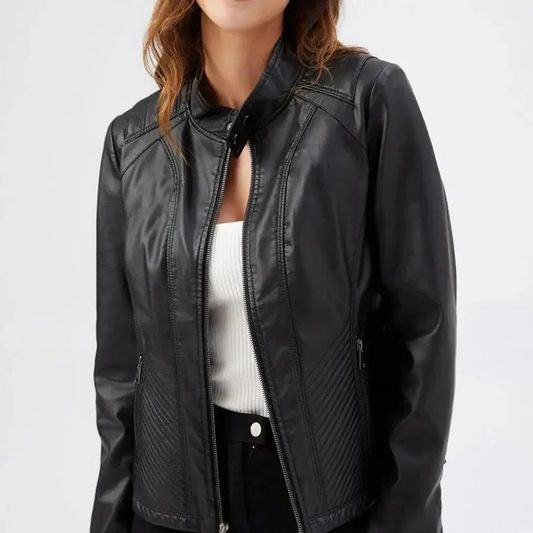Slim Faux Leather Quilted Fit Jacket 