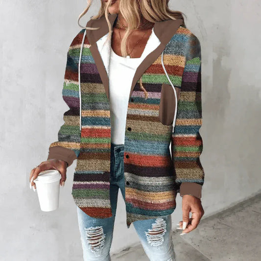 Textured Knit Relaxed Fit Hooded Jacket 