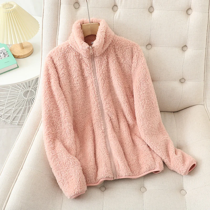 Plush Coral Fleece Relaxed Fit Jacket 