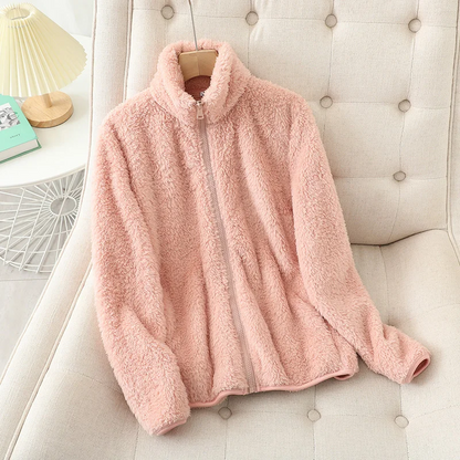 Women’s Fleece Jacket – Plush Coral Fleece – Relaxed Fit – Reversible – High Neck Zip