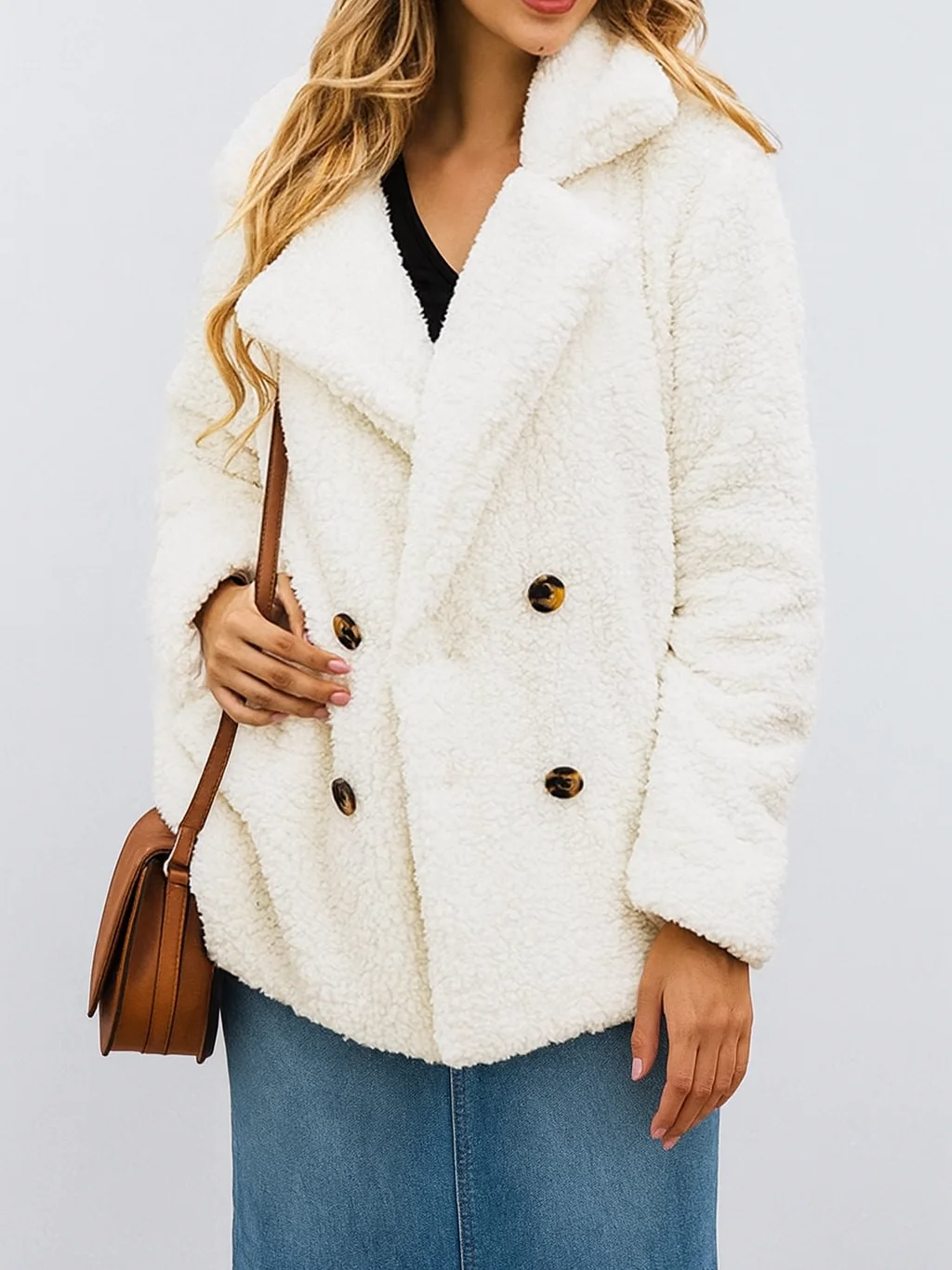 Sherpa Texture Relaxed Fit Fleece Jacket 