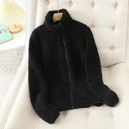 Women’s Fleece Jacket – Plush Coral Fleece – Relaxed Fit – Reversible – High Neck Zip