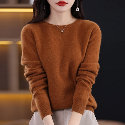 Women’s Pullover Sweater – Soft Wool – Regular Fit – Long Sleeve – Round Neck – Ribbed Hem