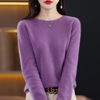 Women’s Pullover Sweater – Soft Wool – Regular Fit – Long Sleeve – Round Neck – Ribbed Hem