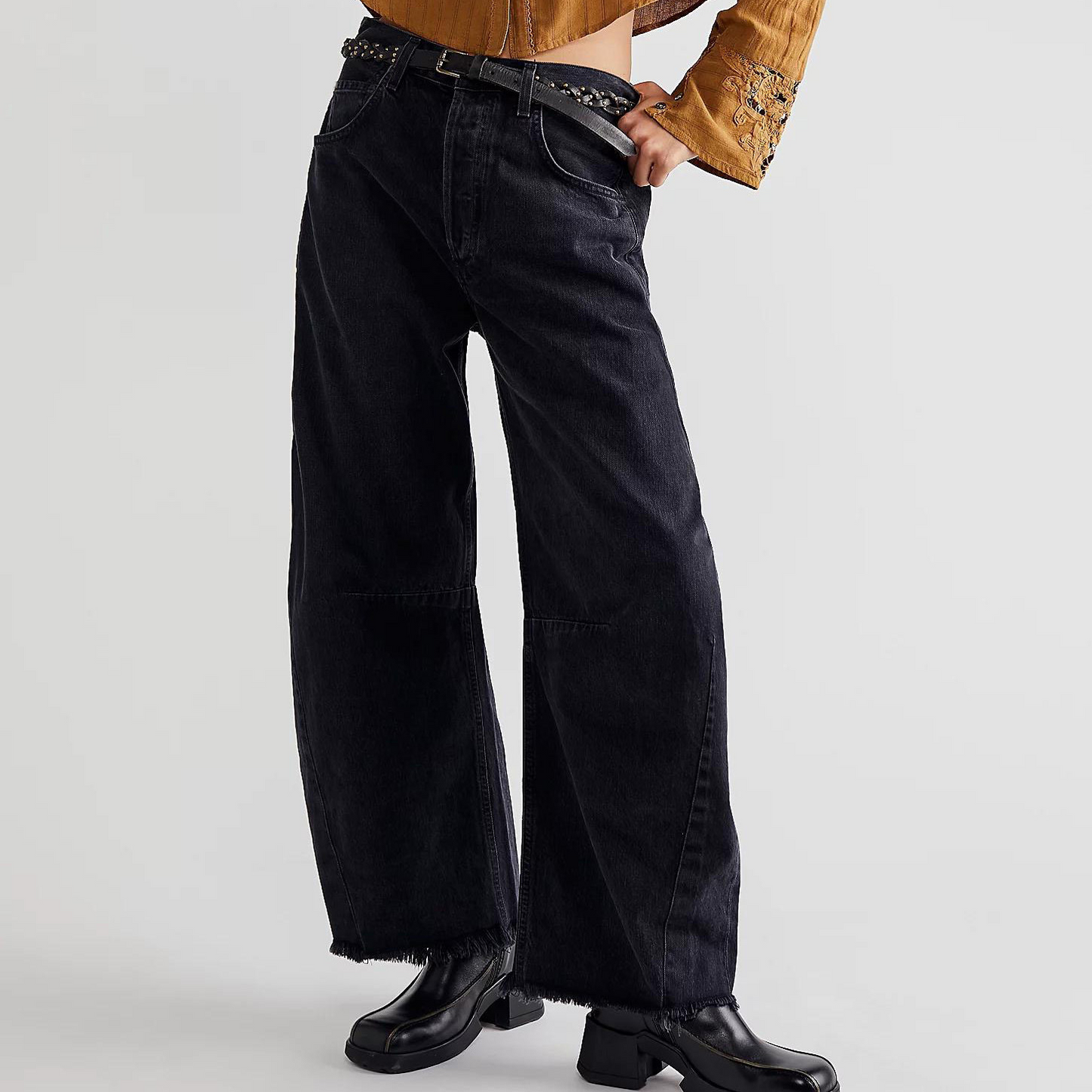 Women's comfortable retro wide leg jeans