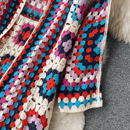 Women's bohemian long sleeve shawl cardigan