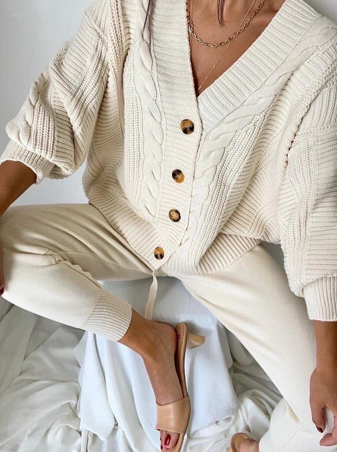 Wool Blend Relaxed Fit Knitwear Set 