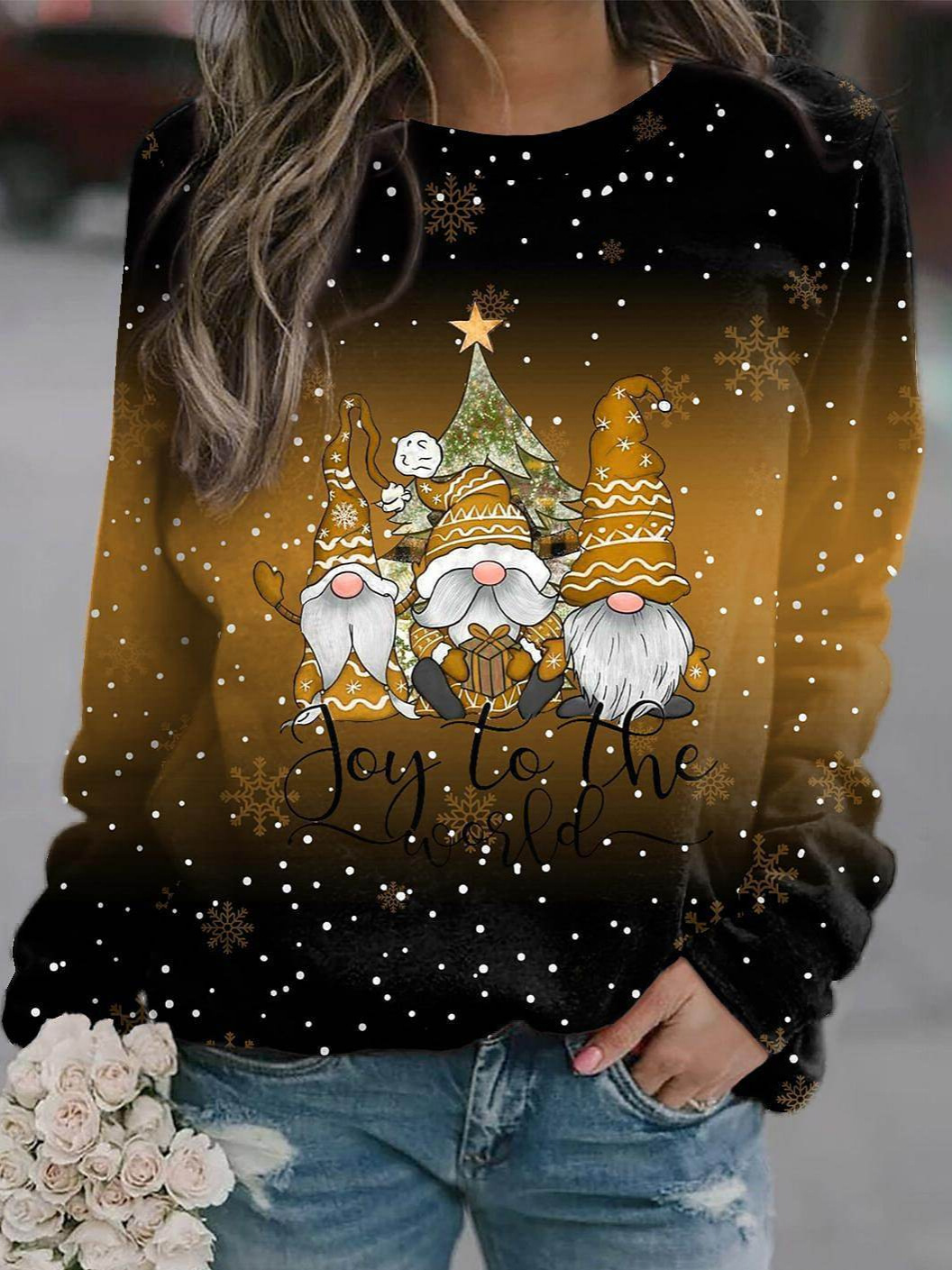 Graphic Ombre Print Cotton Blend Sweatshirt 