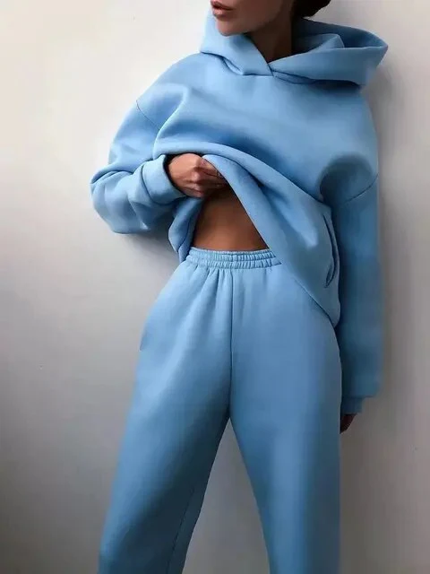 Fleece Oversized Relaxed Fit Hoodie and Joggers Set 