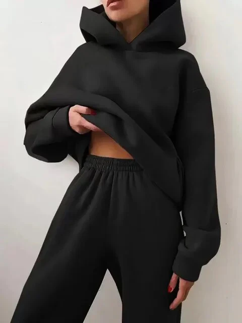 Fleece Oversized Relaxed Fit Hoodie and Joggers Set 