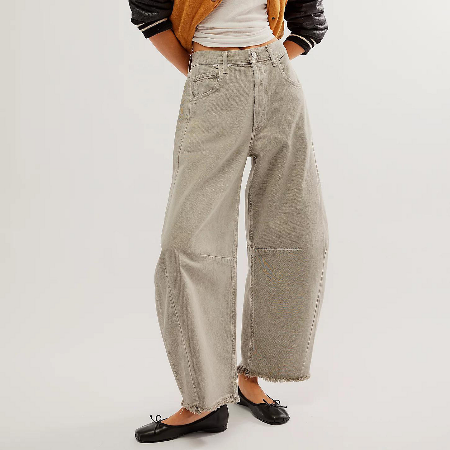 Women's comfortable retro wide leg jeans