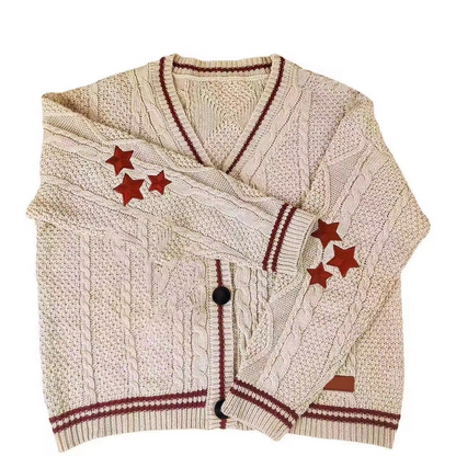 Women’s Cardigan – Wool Knit – Oversized Fit – Batwing Sleeves – V-Neck Button Front
