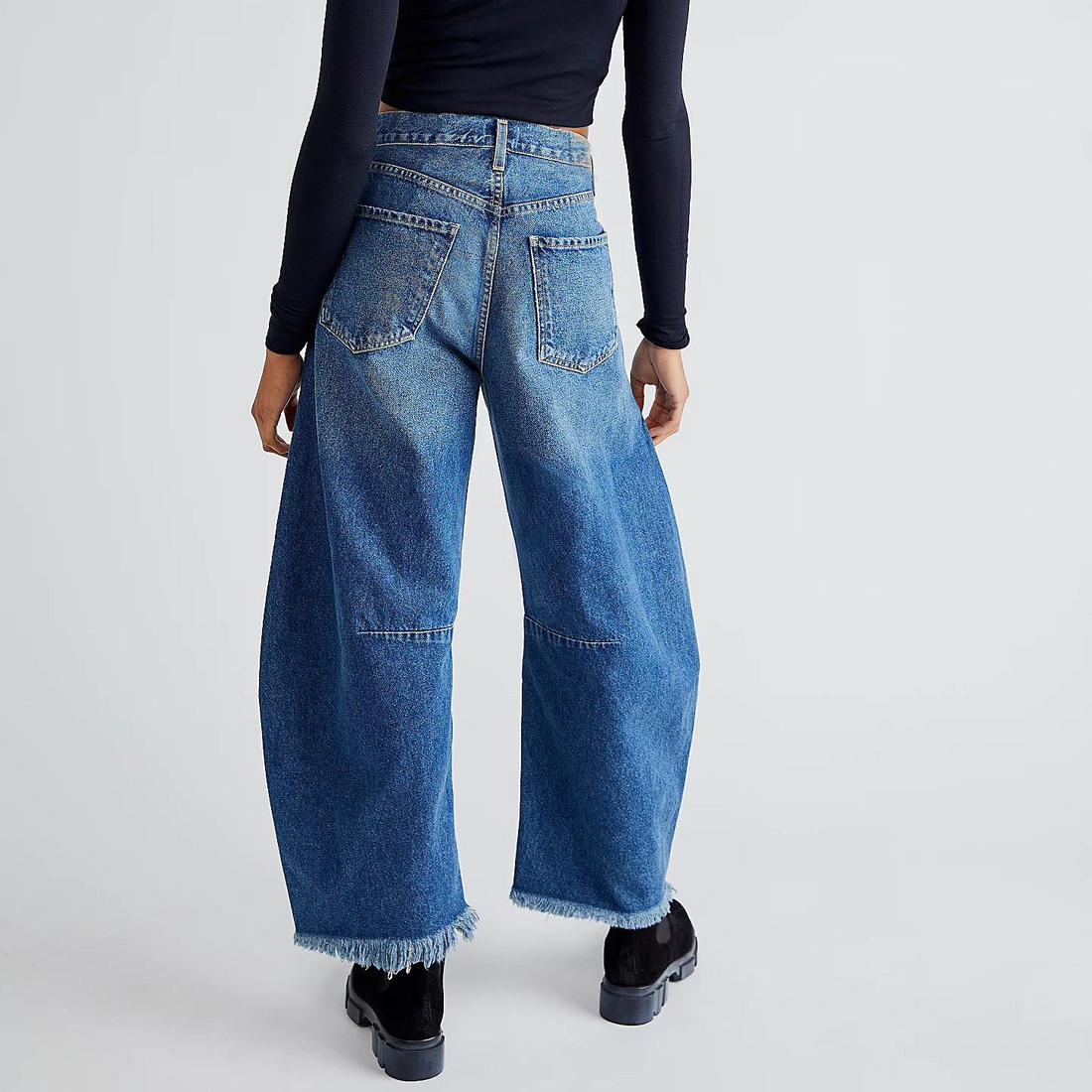 Women's comfortable retro wide leg jeans