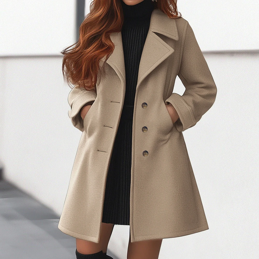 Tailored Wool Feel Single Breasted Long Coat 