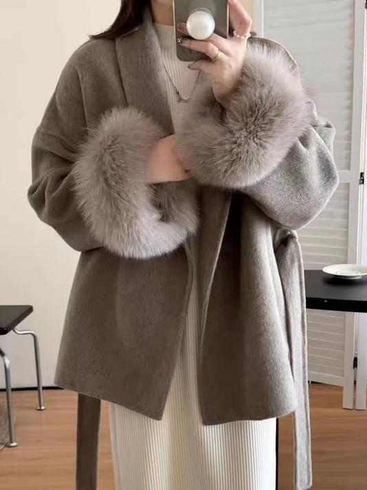 Belted Relaxed Fit Wool Coat 