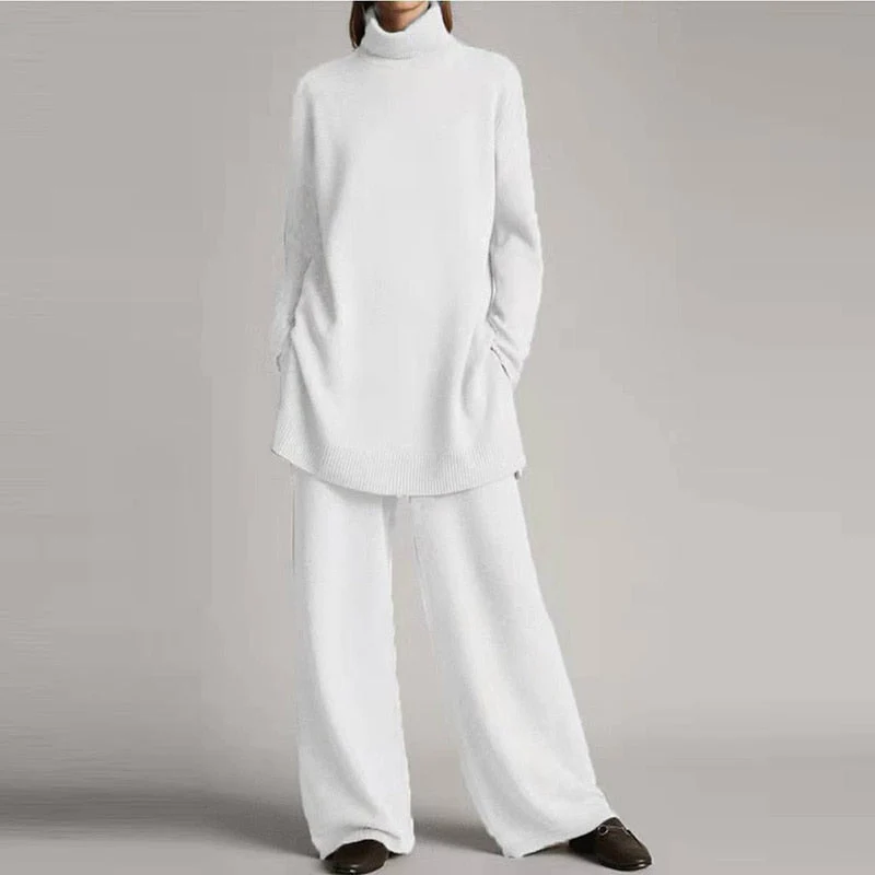 Knit Oversized Turtleneck Loungewear Set 
