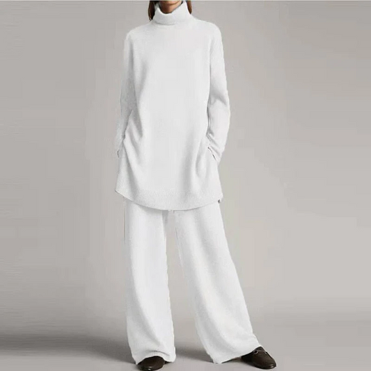Knit Oversized Turtleneck Loungewear Set 