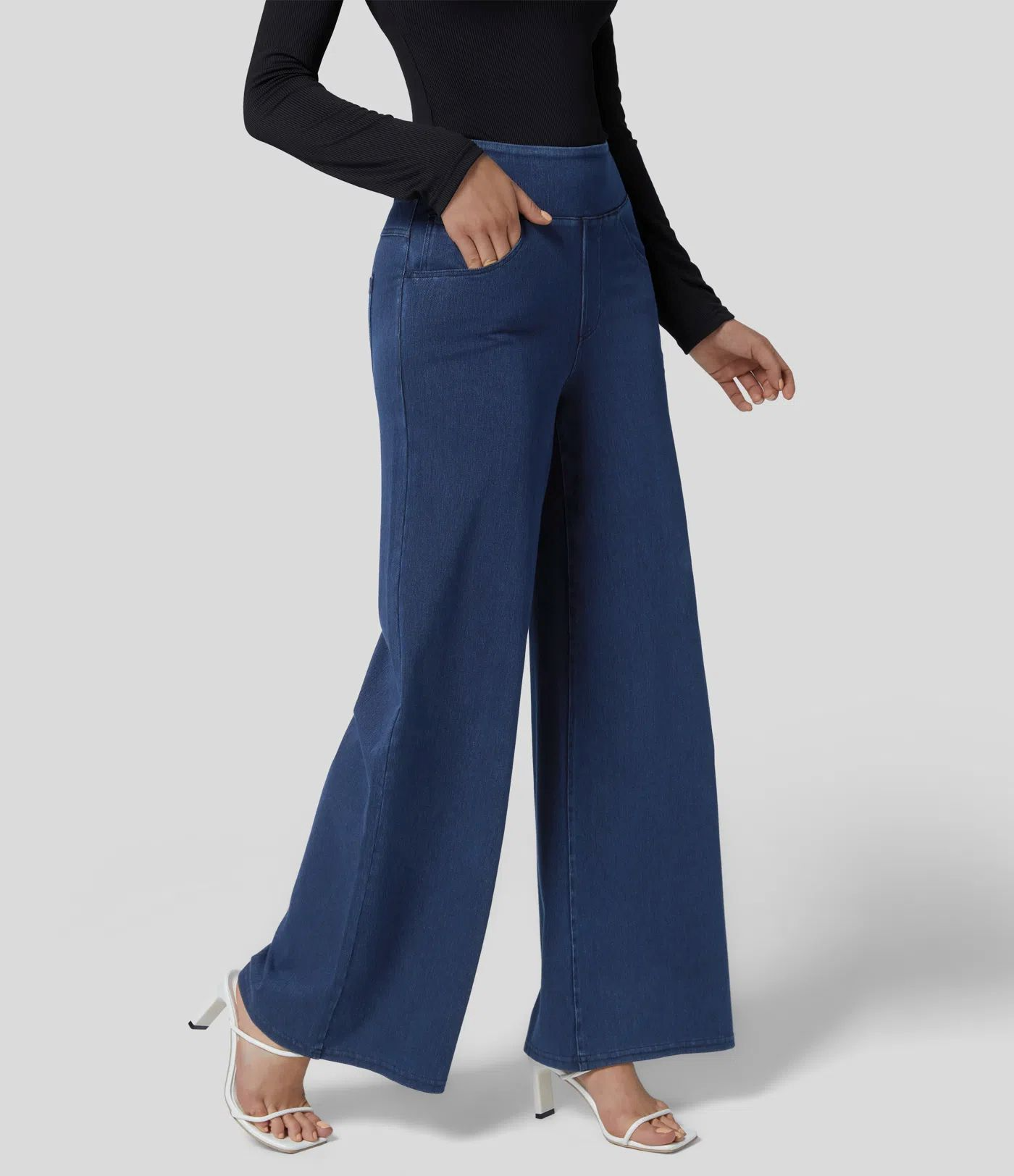 High-Rise Slim Fit Wide Leg Pants 