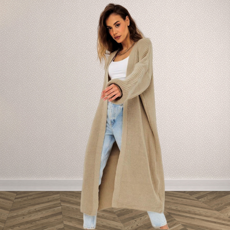 Ribbed Knit Oversized Long Cardigan 