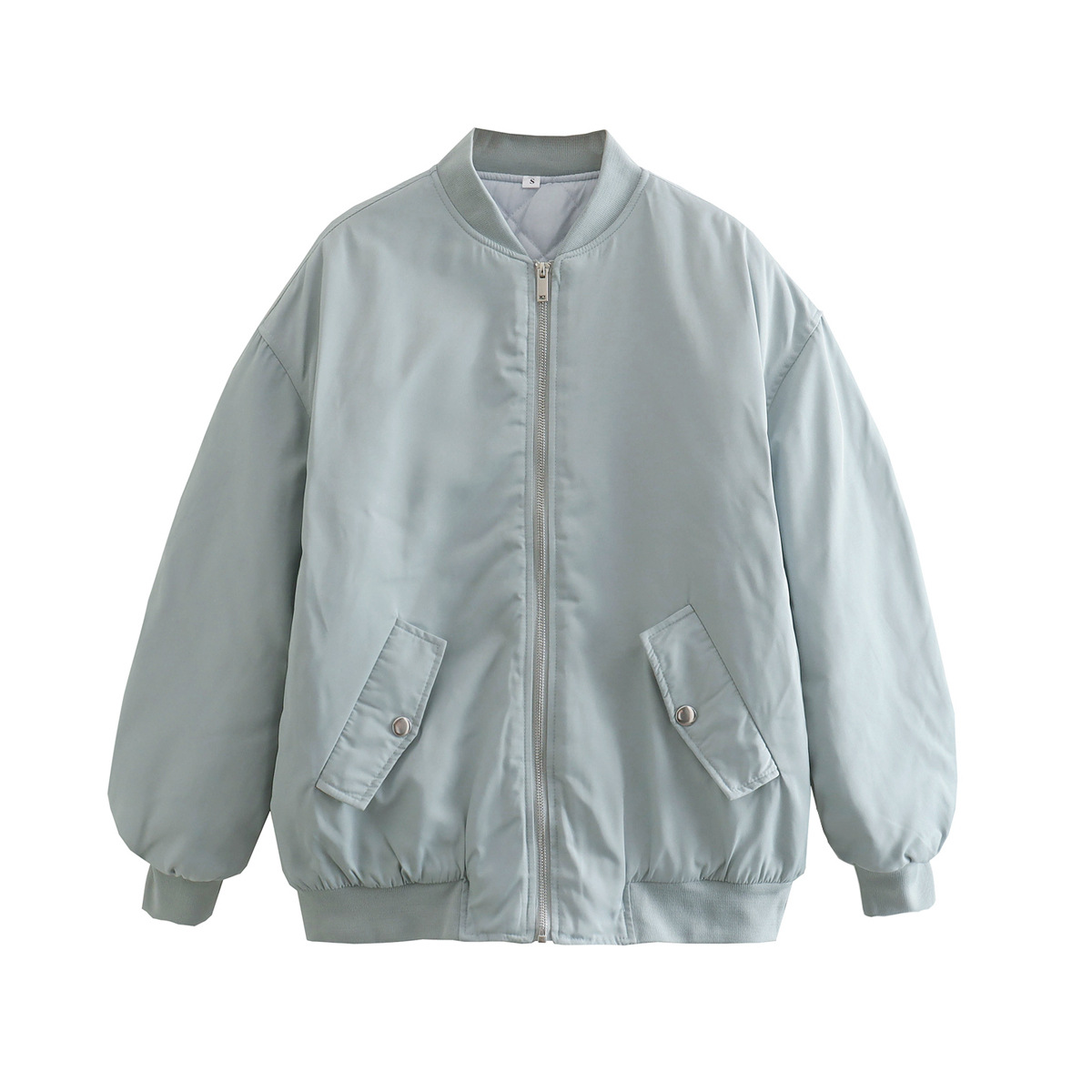 Woven Blend Oversized Hip Length Bomber Jacket
