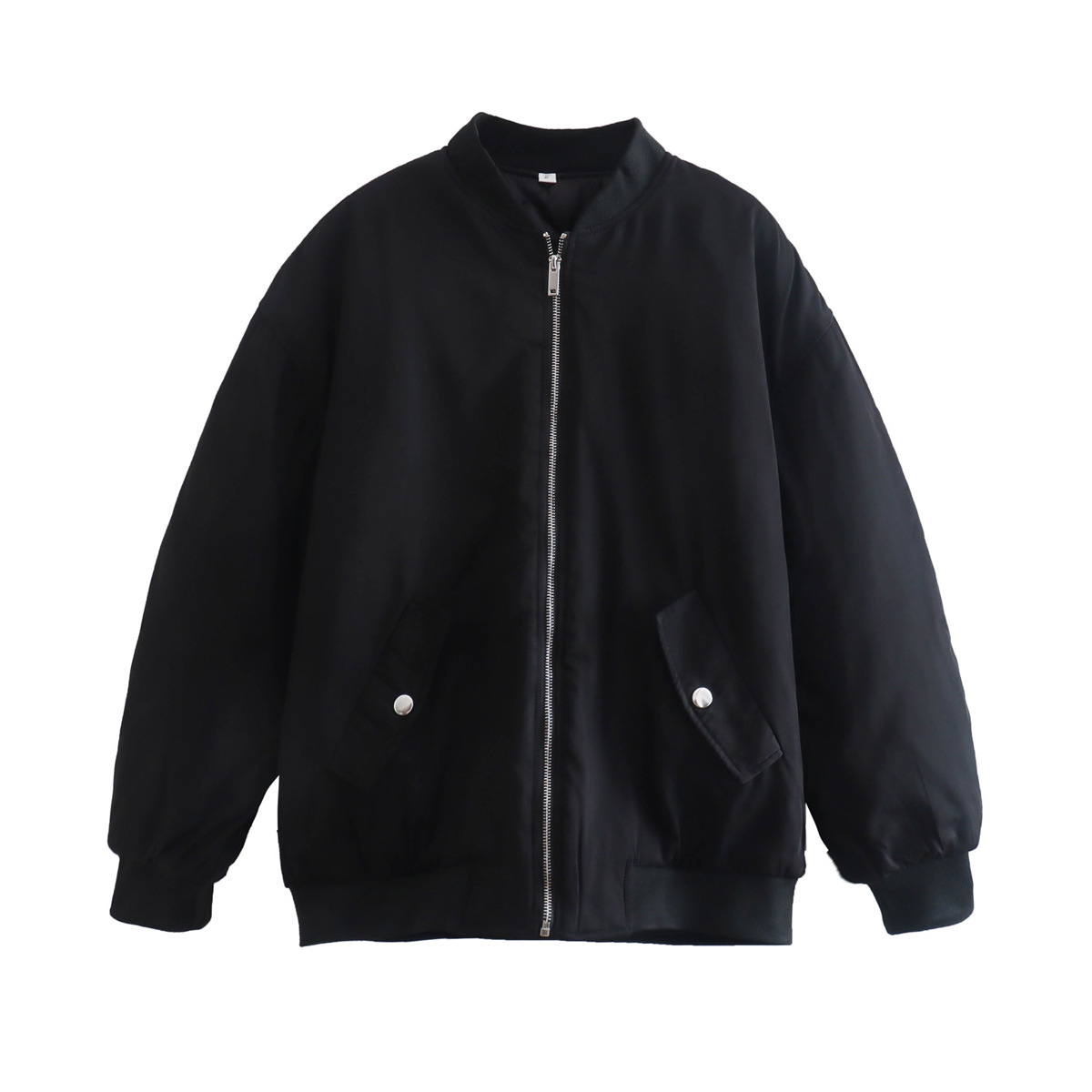 Woven Blend Oversized Hip Length Bomber Jacket