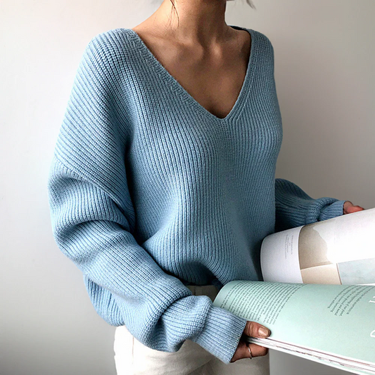 Ribbed Knit Oversized Fit Pullover Sweatshirt 