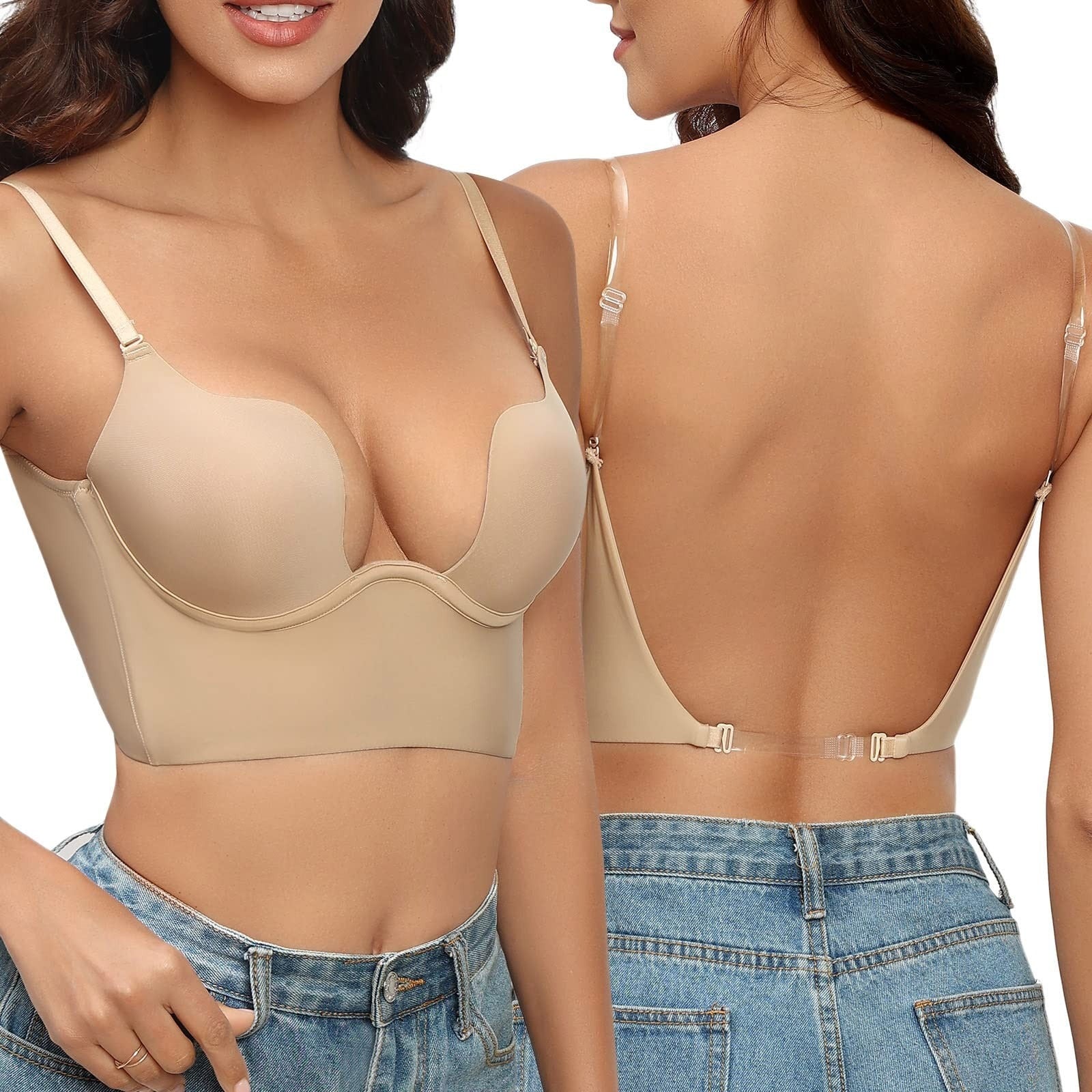 Seamless Molded Adjustable Longline Backless Bra 