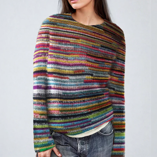 Striped Printed Colorful Knit Sweater