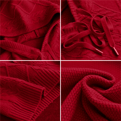 Women's hooded loose fit long-sleeved knitted sweater