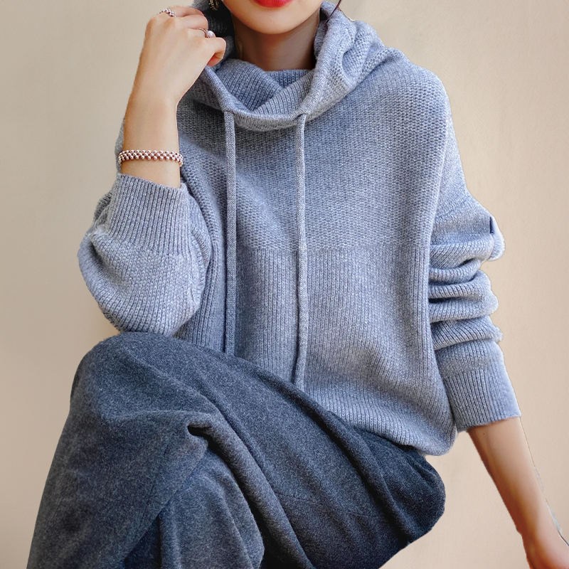 Women's thick warm high-neck hoodie sweater