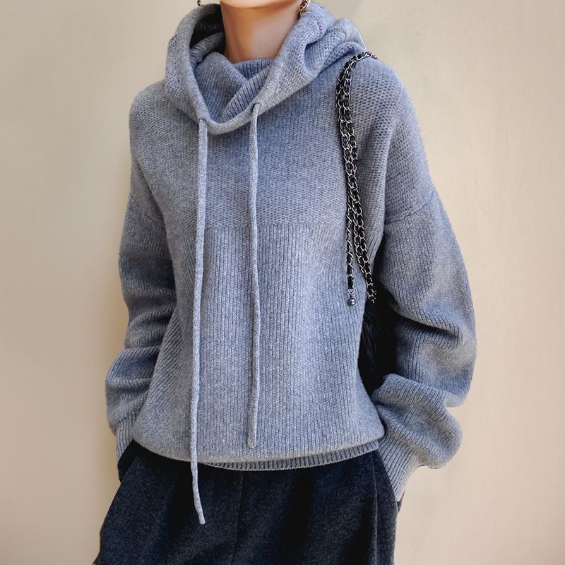 Women's thick warm high-neck hoodie sweater