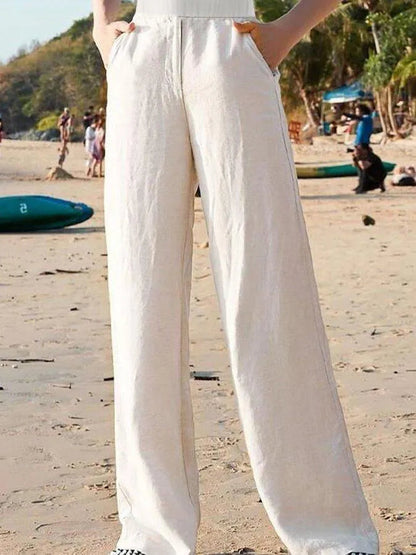 Women’s Wide-Leg Trousers – High Waist – Relaxed Fit – Breathable Natural Fibers