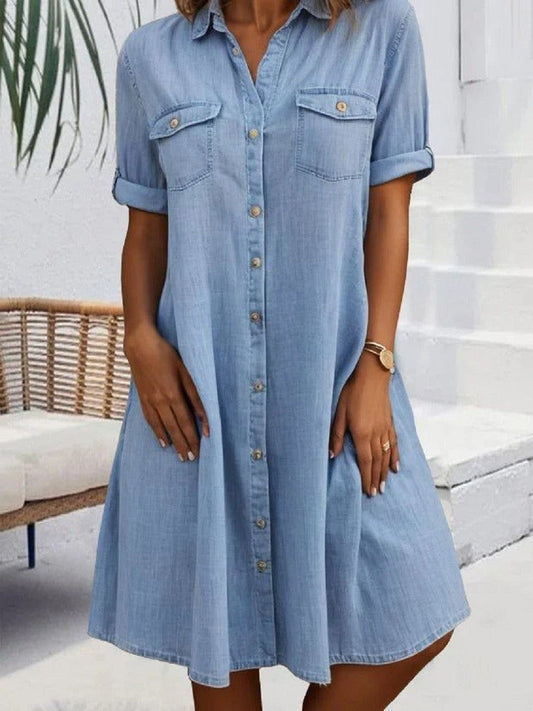 Breezy Relaxed Fit Button Down Short Dress