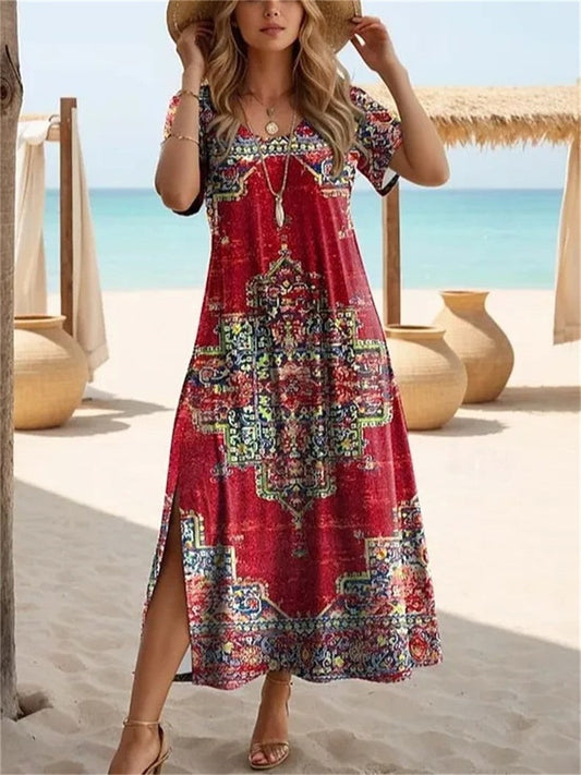 Floral Print Relaxed Fit Midi Dress