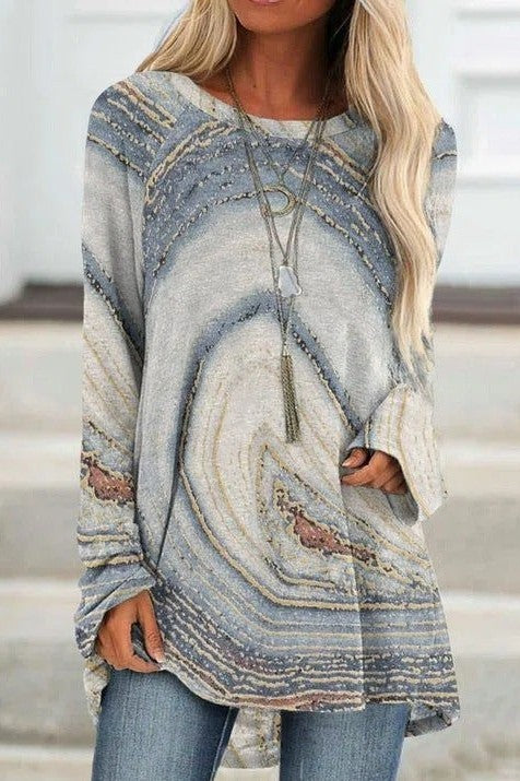 Marbled Print Relaxed Fit Cotton Sweatshirt 