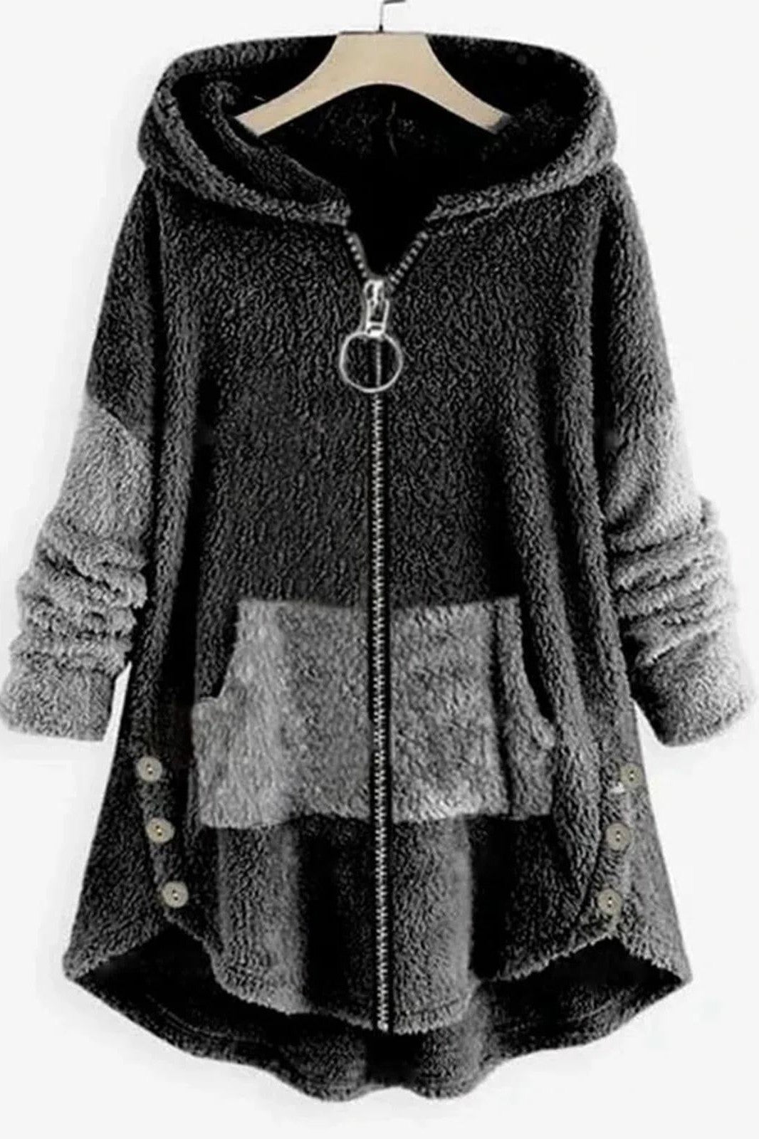 Sherpa Fleece Relaxed Fit Hooded Coat 