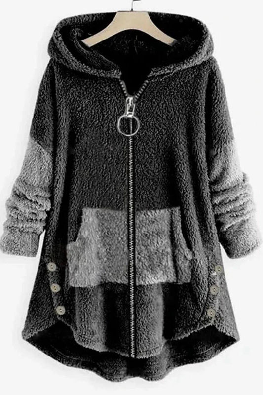 Sherpa Fleece Relaxed Fit Hooded Coat 