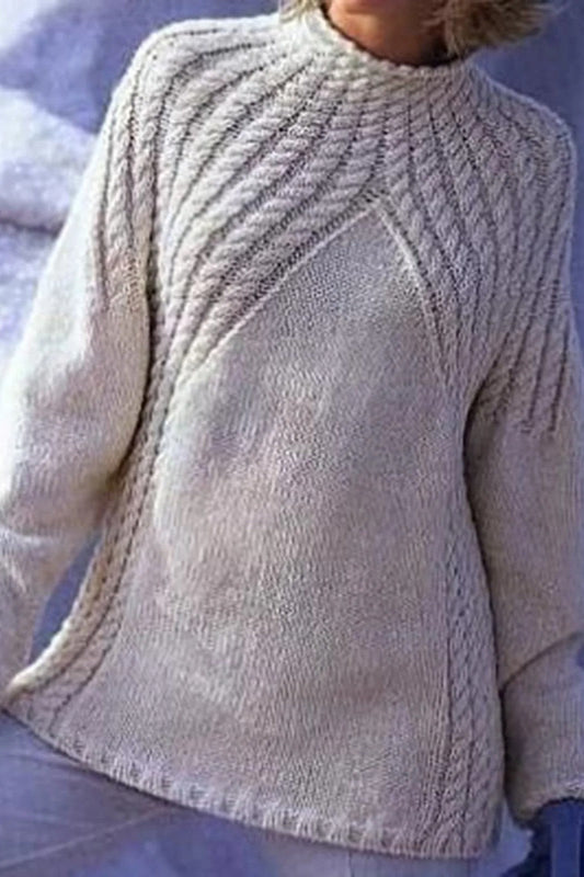 Cable Knit Wool Blend Relaxed Sweater 